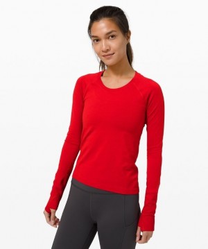 Lululemon Swiftly Tech Long Sleeve 2.0 Race Kadın Üstler Koyu Kırmızı Koyu Kırmızı | IJGR-05924
