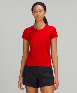 Lululemon Swiftly Tech SS 2.0 Race Kadın Üstler Koyu Kırmızı Koyu Kırmızı | GKIB-94578