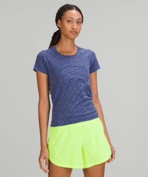Lululemon Swiftly Tech SS 2.0 Race Kadın Üstler Çizgili Mavi Turkuaz Yeşil Siyah | FGAU-64853