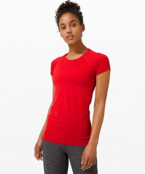 Lululemon Swiftly Tech Short Sleeve 2.0 Kadın Üstler Koyu Kırmızı Koyu Kırmızı | BWHC-14509