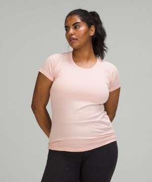 Lululemon Swiftly Tech Short Sleeve 2.0 Kadın Üstler Pembe Beyaz Pembe Beyaz | BLHM-26375