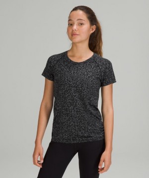 Lululemon Swiftly Tech Short Sleeve 2.0 Kadın Üstler Siyah Beyaz | TBCH-56341