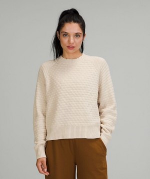 Lululemon Texture Play Crew Sweater Kadın Süveter Beyaz | JXFO-14920