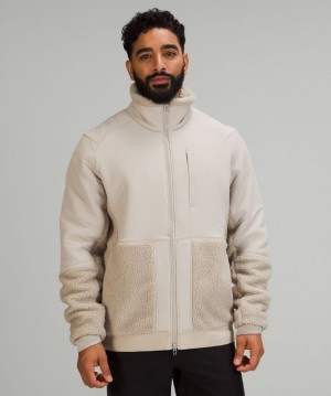 Lululemon Textured Fleece Jacket Erkek Mont Bej Rengi | BAQT-25049