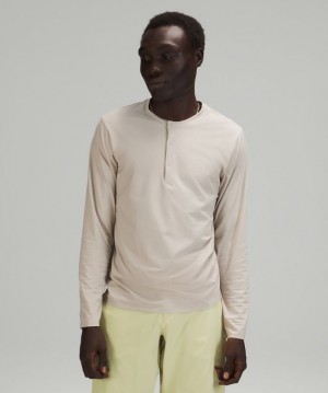 Lululemon The Fundamental Long Sleeve Henley Erkek Üstler Bej Rengi | KTJO-63094