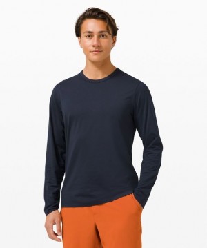 Lululemon The Fundamental Long Sleeve Shirt Erkek Üstler Lacivert | MFXI-91268