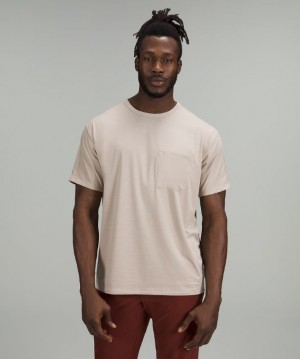 Lululemon The Fundamental Pocket T-Shirt Erkek Üstler Bej Rengi | SBUC-31750