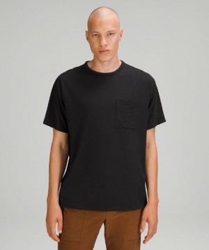 Lululemon The Fundamental Pocket T-Shirt Erkek Üstler Siyah | RDEJ-80453