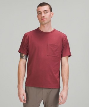 Lululemon The Fundamental Pocket T-Shirt Erkek Üstler Kırmızı | ZKSV-83024