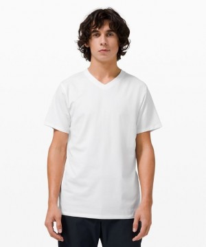 Lululemon The Fundamental V-Neck T-Shirt Erkek Üstler Beyaz | NHLF-36728