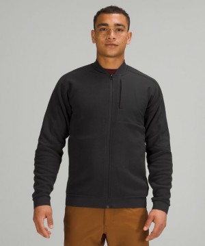 Lululemon Thick Fleece Bomber Erkek Mont Siyah | LAGS-28751