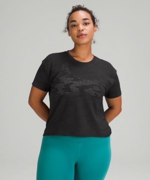 Lululemon Train to Be Short Sleeve Kadın Üstler Camo Siyah | EGNS-47208