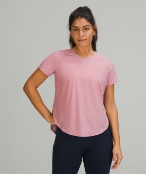Lululemon UVP Run Short Sleeve Kadın Üstler Pembe Gri Kahverengi | HEAS-70134
