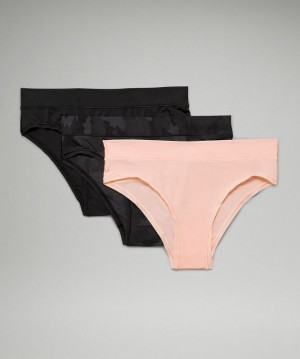 Lululemon UnderEase Cheeky Bikini 3 Pack Kadın İç Giyim Camo Siyah Renkli Pembe Beyaz Siyah | GRTH-19830