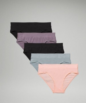 Lululemon UnderEase Mid-Rise Bikini Underwear 5 Pack Kadın İç Giyim Siyah Siyah Lavanta Mavi Pembe Beyaz | DUQY-86492