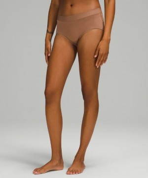Lululemon UnderEase Mid-Rise Boyshort Underwear Kadın İç Giyim Kahverengi | PHQC-73681