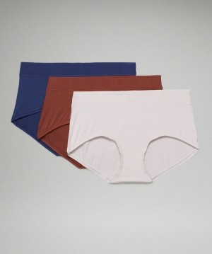 Lululemon UnderEase Mid-Rise Boyshort Underwear 3 Pack Kadın İç Giyim Kahverengi | JTOB-21035