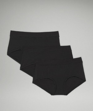 Lululemon UnderEase Mid-Rise Boyshort Underwear 3 Pack Kadın İç Giyim Siyah | TNOF-64035