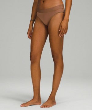 Lululemon UnderEase Mid-Rise Cheeky Bikini Underwear Kadın İç Giyim Kahverengi | QKPZ-78206