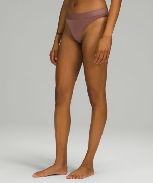 Lululemon UnderEase Mid-Rise Thong Underwear Kadın İç Giyim Kahverengi | SPBD-54938
