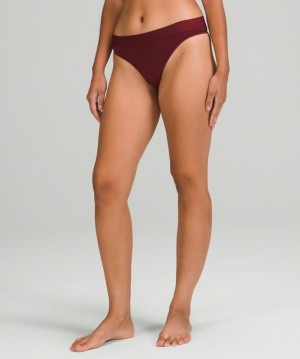 Lululemon UnderEase Mid-Rise Thong Underwear Kadın İç Giyim Kırmızı Bordo | PUEJ-36478