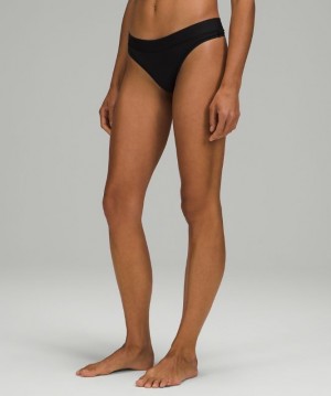 Lululemon UnderEase Mid-Rise Thong Underwear Kadın İç Giyim Siyah | GQYI-69702