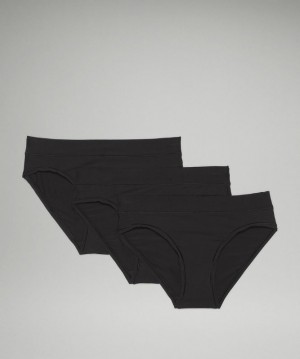 Lululemon UnderEase Mid Rise Bikini Underwear 3 Pack Kadın İç Giyim Siyah | WFPS-78315