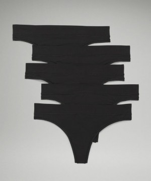 Lululemon UnderEase Thong 5P Kadın İç Giyim Siyah | OFJU-21098