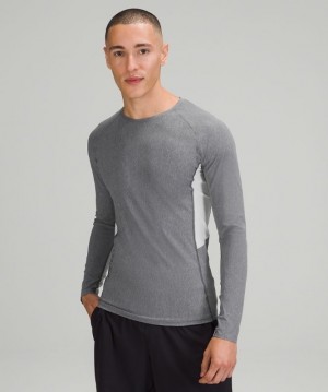 Lululemon Vital Drive Long Sleeve Shirt Erkek Üstler Heathered Vapor | VFUC-65879