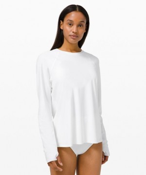 Lululemon Waterside Relaxed UVP Long-Sleeve Kadın Mayo Beyaz | MKJC-67893