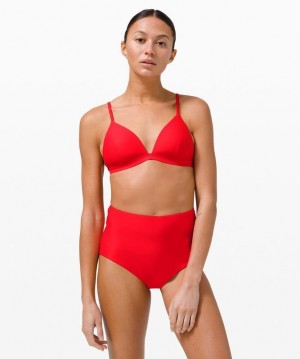 Lululemon Waterside Swim Top A/B Cup Kadın Mayo Kırmızı | OMBA-73912