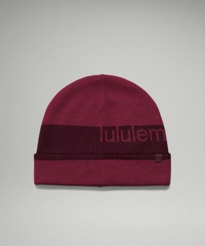 Lululemon Wool-Blend Knit Logo Beanie Accessories Şapkalar Bordo | RWUL-06325