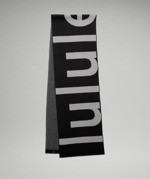 Lululemon Wool-Blend Knit Logo Scarf Accessories Fular Siyah Gri | GEUR-12735