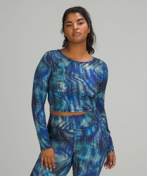 Lululemon Wunder Train Cropped Long Sleeve Shirt Kadın Üstler Mavi Renkli | QEIW-54296