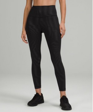 Lululemon Wunder Train High-Rise Tight 25 Foil Kadın Tayt Siyah | MZUJ-20716