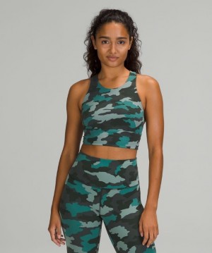 Lululemon Wunder Train Long-Line Bra Kadın Spor Sütyeni Camo Turkuaz Renkli | IVQH-67541