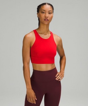 Lululemon Wunder Train Long-Line Bra Kadın Spor Sütyeni Koyu Kırmızı | AQEJ-56924
