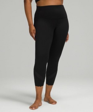 Lululemon Wunder Under Scalloped Hem High-Rise Crop 23 Kadın Tayt Siyah | HGRB-21674