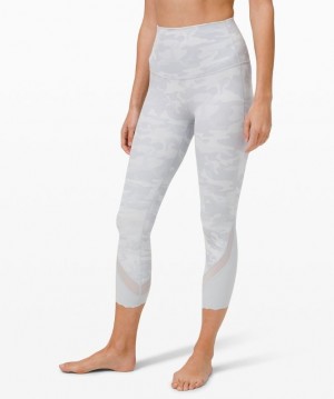 Lululemon Wunder Under Scalloped Hem High-Rise Crop 23 Kadın Tayt Camo Beyaz | FREC-40179