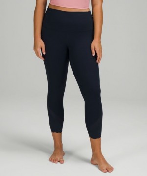 Lululemon Wunder Under Scalloped Hem High-Rise Crop 23 Kadın Tayt Lacivert | BMHZ-75018